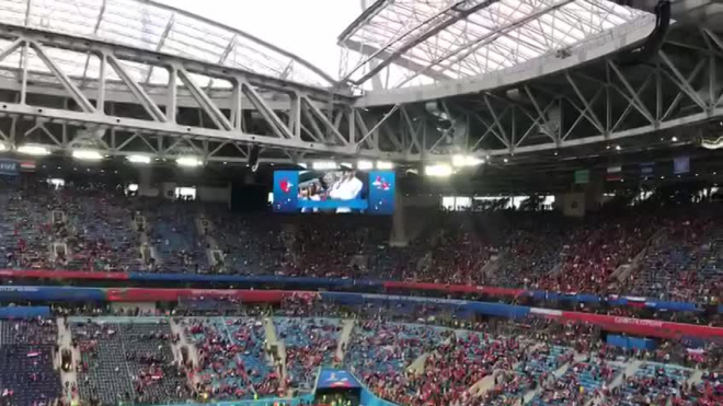 Фанаты разогревались песнями перед матчем Россия-Египет 