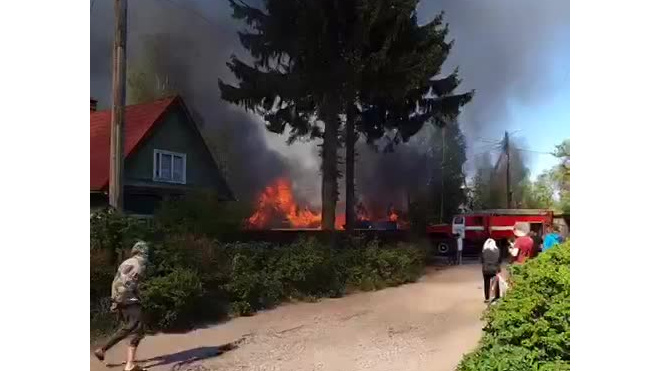 В Рощино вспыхнул крупный пожар 