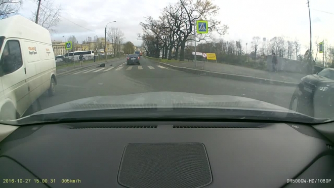 Водитель сбил девушку на переходе Ждановской набережной и сразу увез (Видео)
