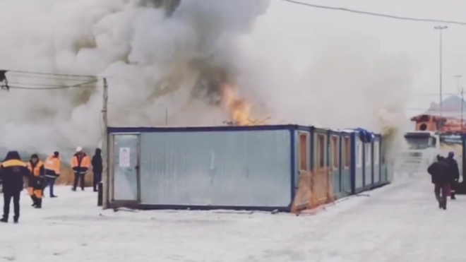 Видео: на стройке стадиона «Нижний Новгород» произошел пожар