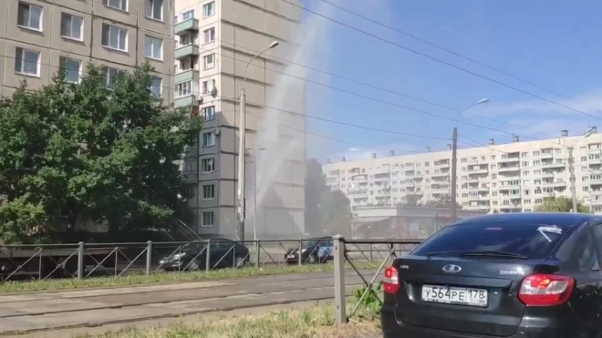 Во Фрунзенском районе засняли фонтан с горячей водой