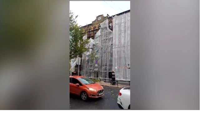 Остановку и деревья повалил ветер в понедельник в Петербурге