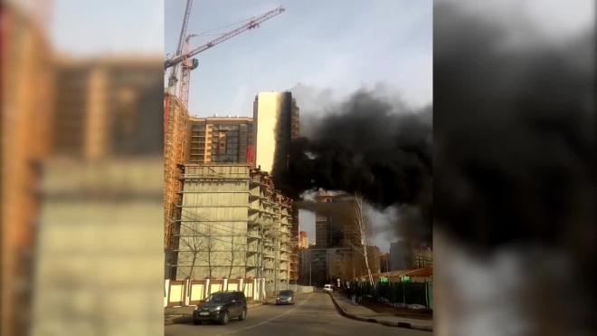 Очевидец снял пожар в Одинцово