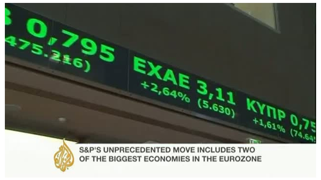 S&Р грозит еврозоне понижением рейтинга, включая Германию и Францию