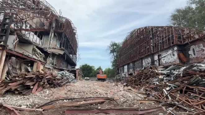 Снос спорткомплекса площадью более 9 тыс. "квадратов" в Приморском парке Победы продолжается