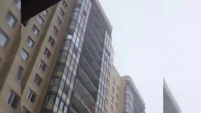 Появилось видео пожара в квартире в Новом Девяткино