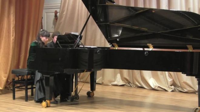 Rachmaninoff. Scherzo for piano in 4 hands. E.Samsonova and P.Raykerus. 15.03.2014