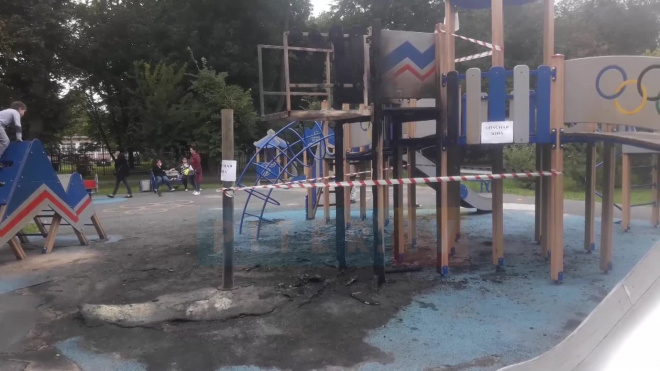В Красногвардейском районе вандалы сожгли детскую площадку