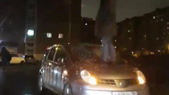 Нетрезвый мужчина пытался разрушить машину на улице на Демьяна Бедного