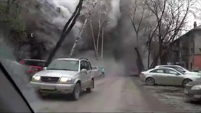 Появилось видео мощного пожара в центре Перми