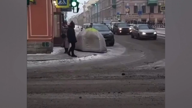 Неизвестные установили палатку в центре Петербурга