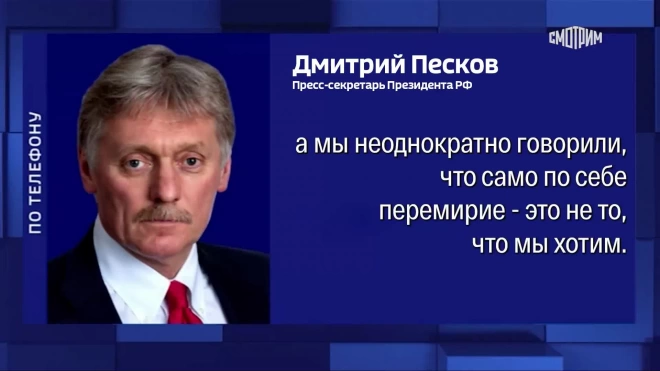 Песков: РФ добивается не перемирия, а долгосрочного мира на Украине