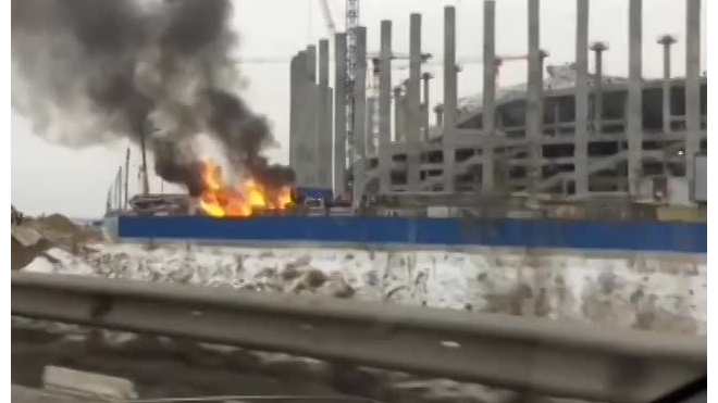 Новое видео пожара на стадионе в Нижнем Новгороде появилось в Сети