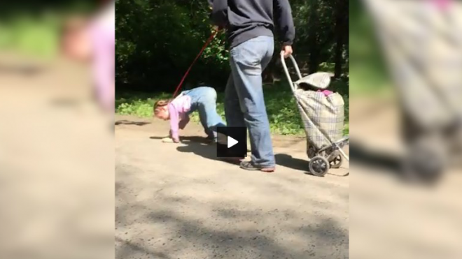 В Екатеринбурге странная бабушка выгуливала внучку на поводке и играла с ней "в кошечек"