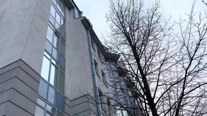Петербуржец шваброй пытался сбить снег с крыши на Петроградке