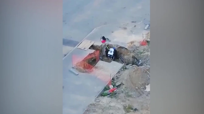 Видео: в Мурино робот-доставщик свалился в яму