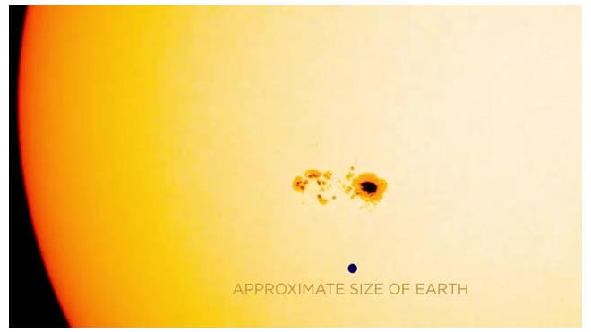 NASA опубликовало уникальные кадры пятна на Солнце