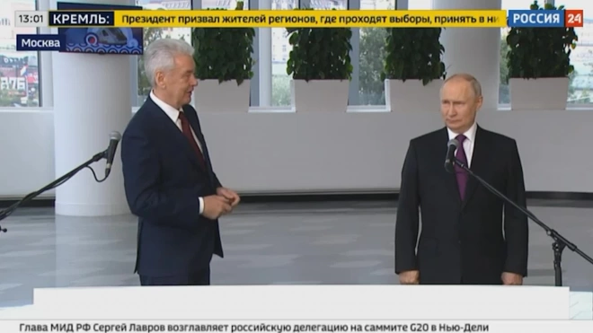 Путин и Собянин открыли новый участок Московского скоростного диаметра