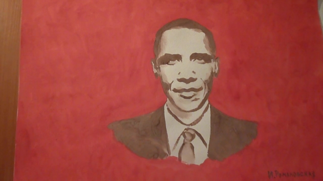 Обама получит на 14 февраля оторванный от груди портрет