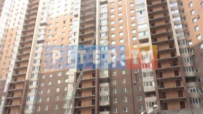 Очевидцы: дом на Коломяжском загорелся из-за кабеля на 12 этаже