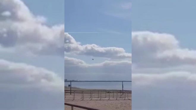 На пляже в Солнечном гуляющих петербуржцев разгоняли с вертолета