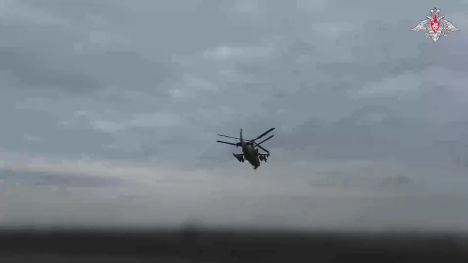 Минобороны показало кадры боевой работы ударного вертолета Ка-52м