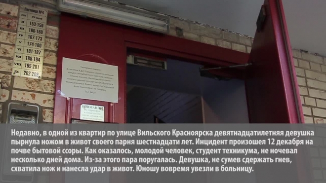  В Красноярске девушка пырнула ножом своего сожителя