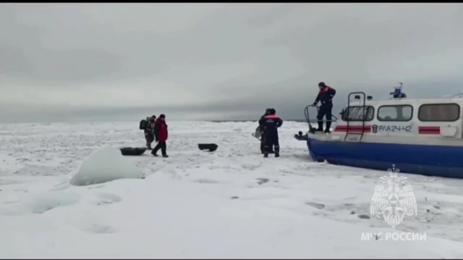 На Финском заливе с отколовшейся льдины спасли 10 рыбаков