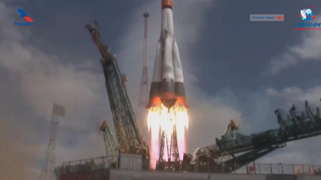 Ракета "Союз-2.1а" с пилотируемым кораблем "Союз МС-16" стартовала с космодрома "Байконур"