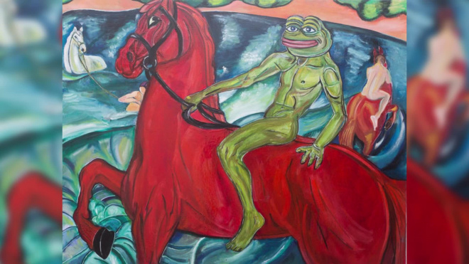 Купание красного Пепе: петербургская художница скрестила живопись и мемы