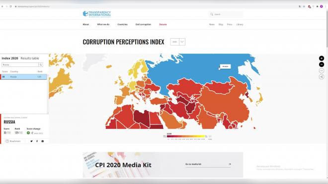 Transparency поставила Россию по восприятию коррупции рядом с Габоном