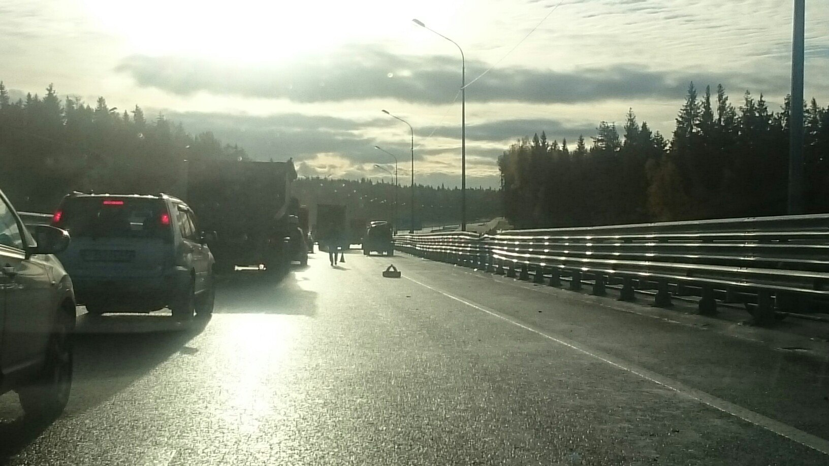 Авария с тремя самосвалами на Новоприозерном шоссе