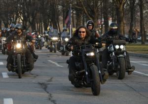 Ночные байкеры едут в Крым